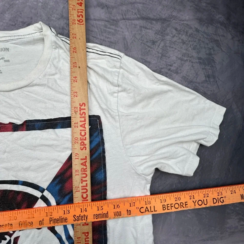 True Religion‎ Buddha Graphic Tee White Tie Dye Patch Y2K Skater Mens Medium